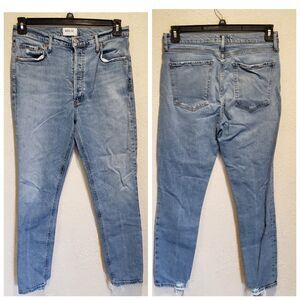 AGOLDE Jeans Womens size 30 Straight Leg Button Fly Raw Hem Premium Denim